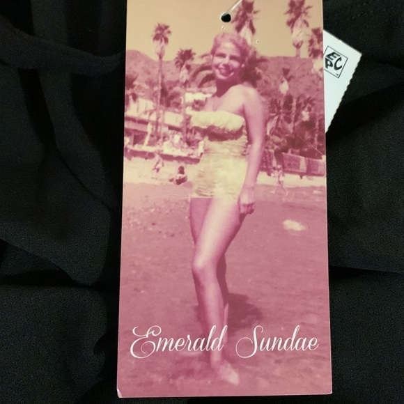 Emerald Sundae Trendy Plus Size Side Shirred Ruched Black Spaghetti Strap Gown - Picture 10 of 12